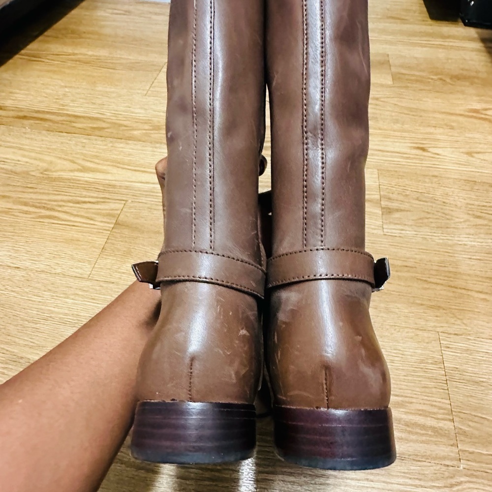 RALPH Lauren Distressed Brown Tall Leather Riding Boots - Picture 6 of 14